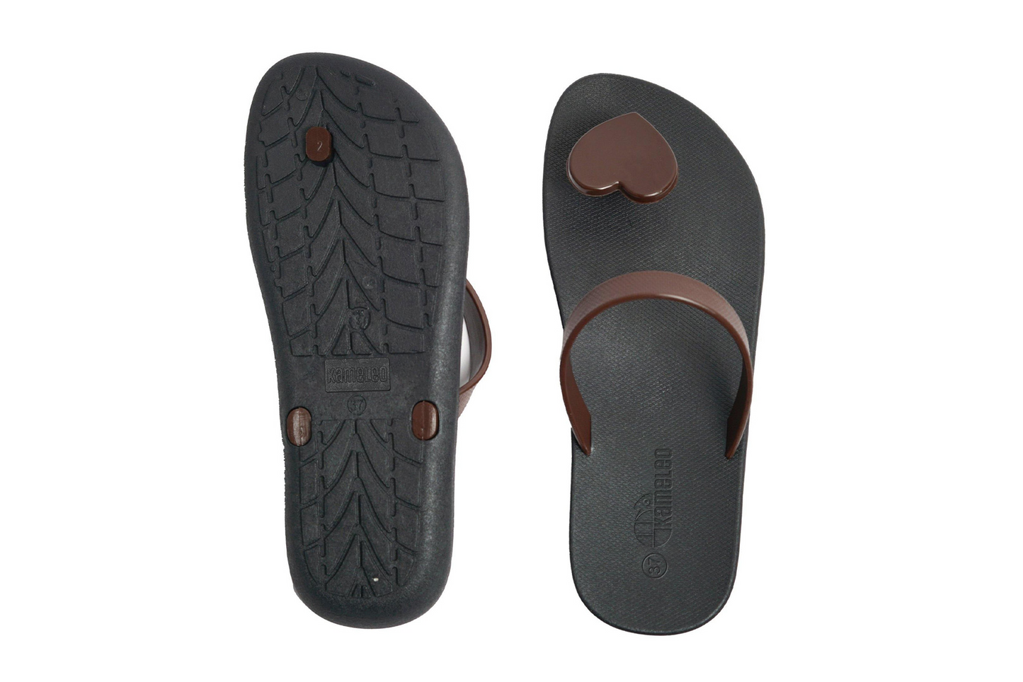 Poppi Heart Black Sole Brown Strap