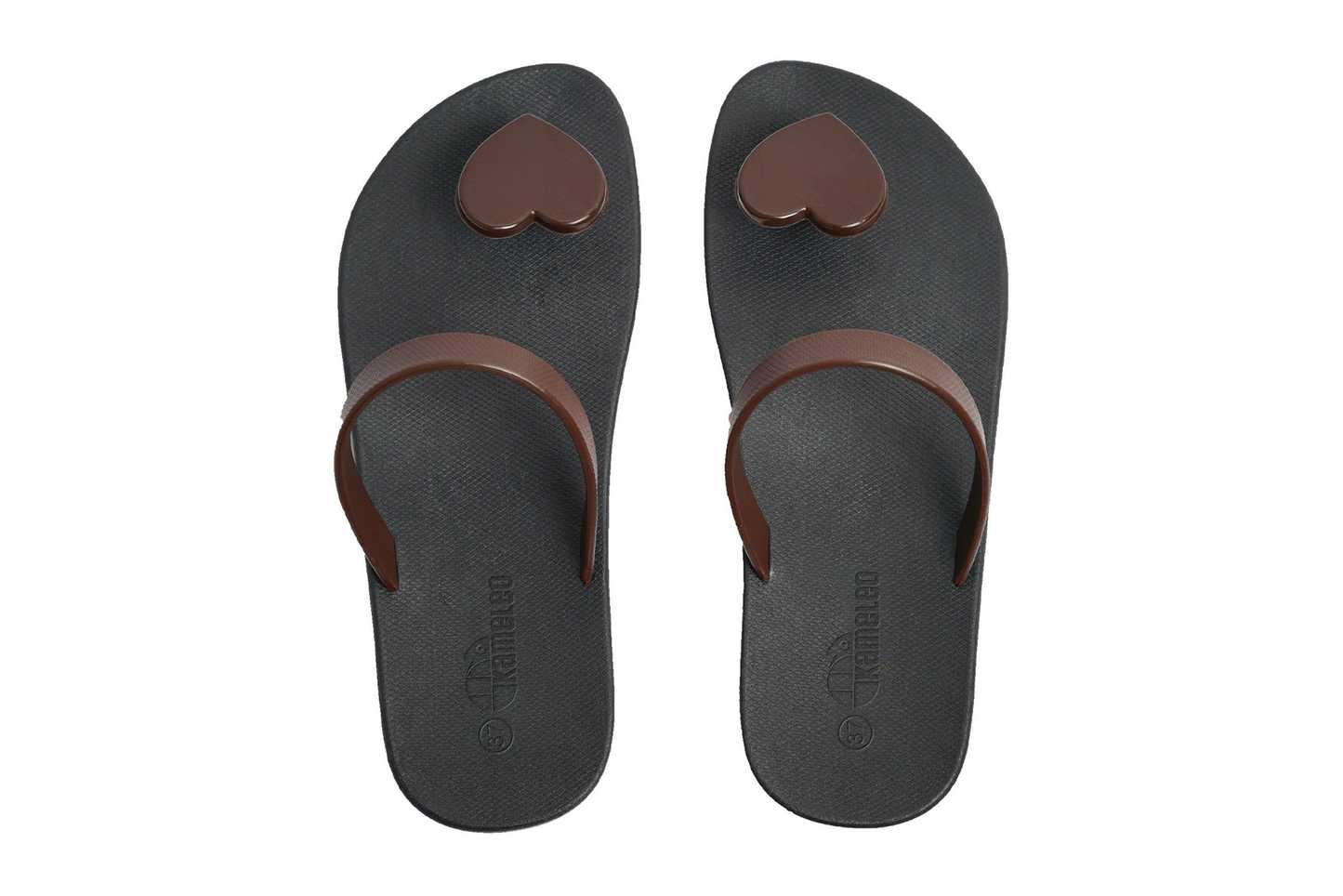 Poppi Heart Black Sole Brown Strap