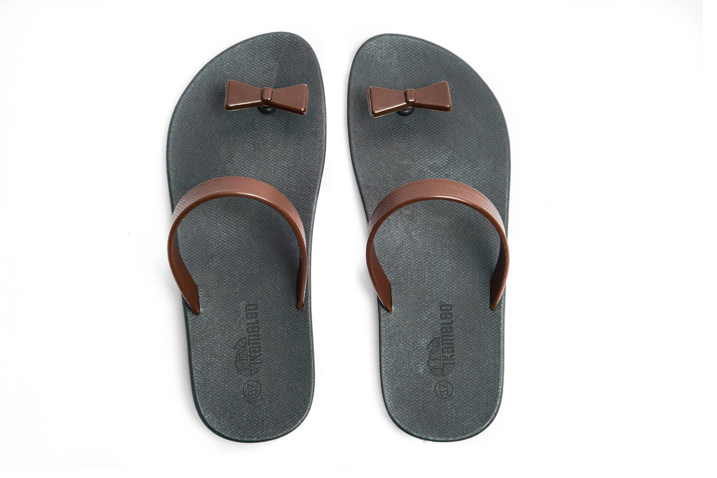 Poppi Bow Black Sole Brown Strap