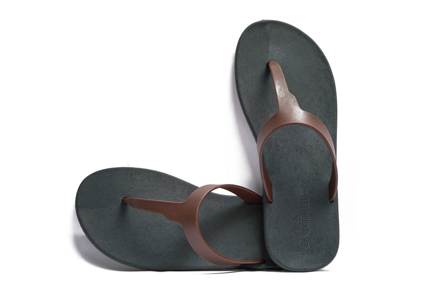 Thongs Black Sole Brown Strap