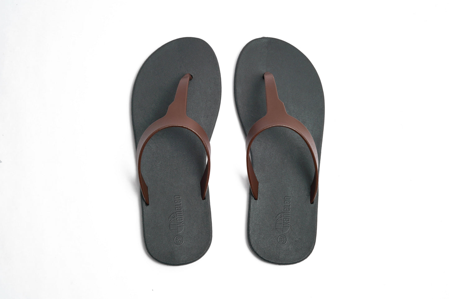 Thongs Black Sole Brown Strap