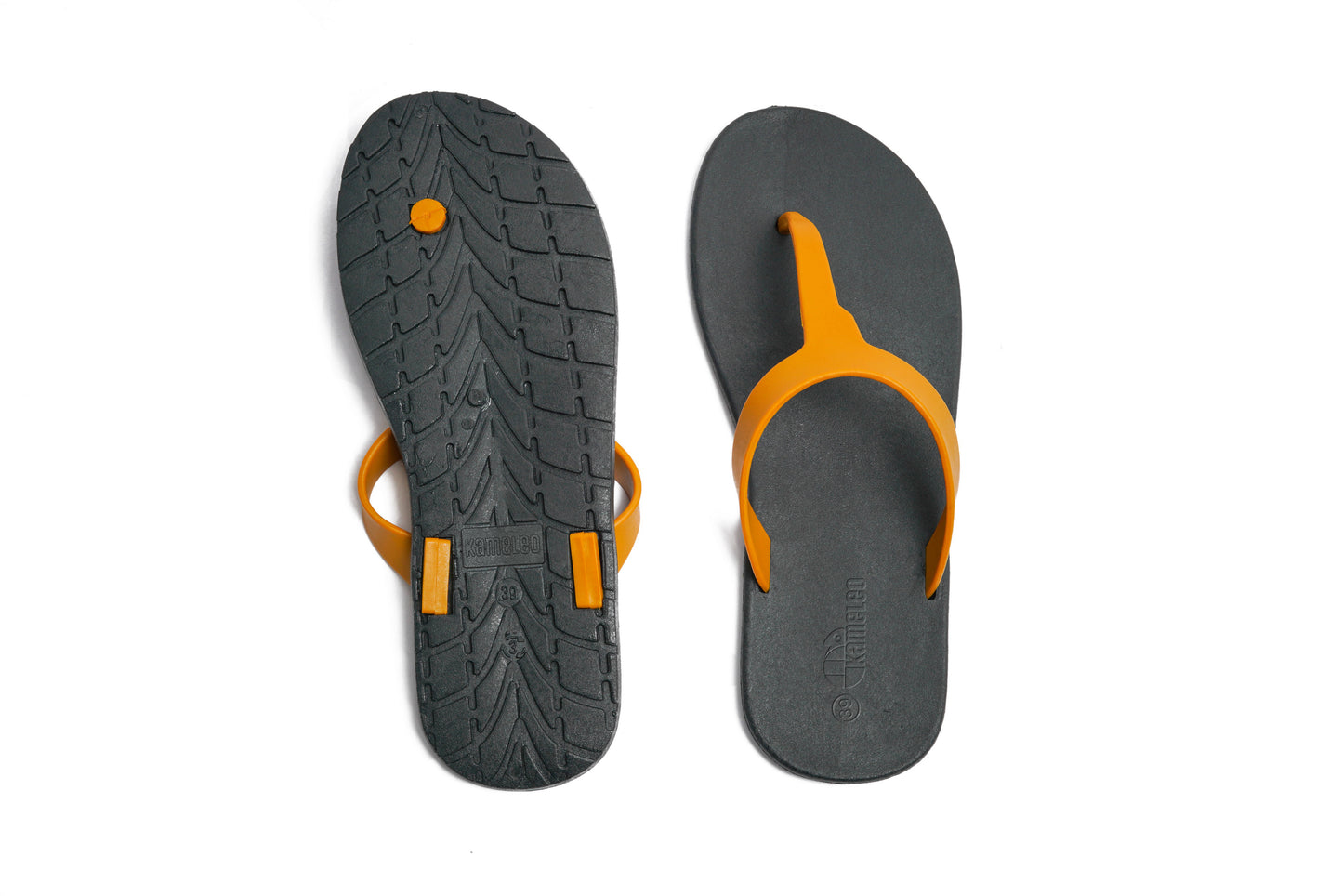 Thongs Black Sole Caramel Strap