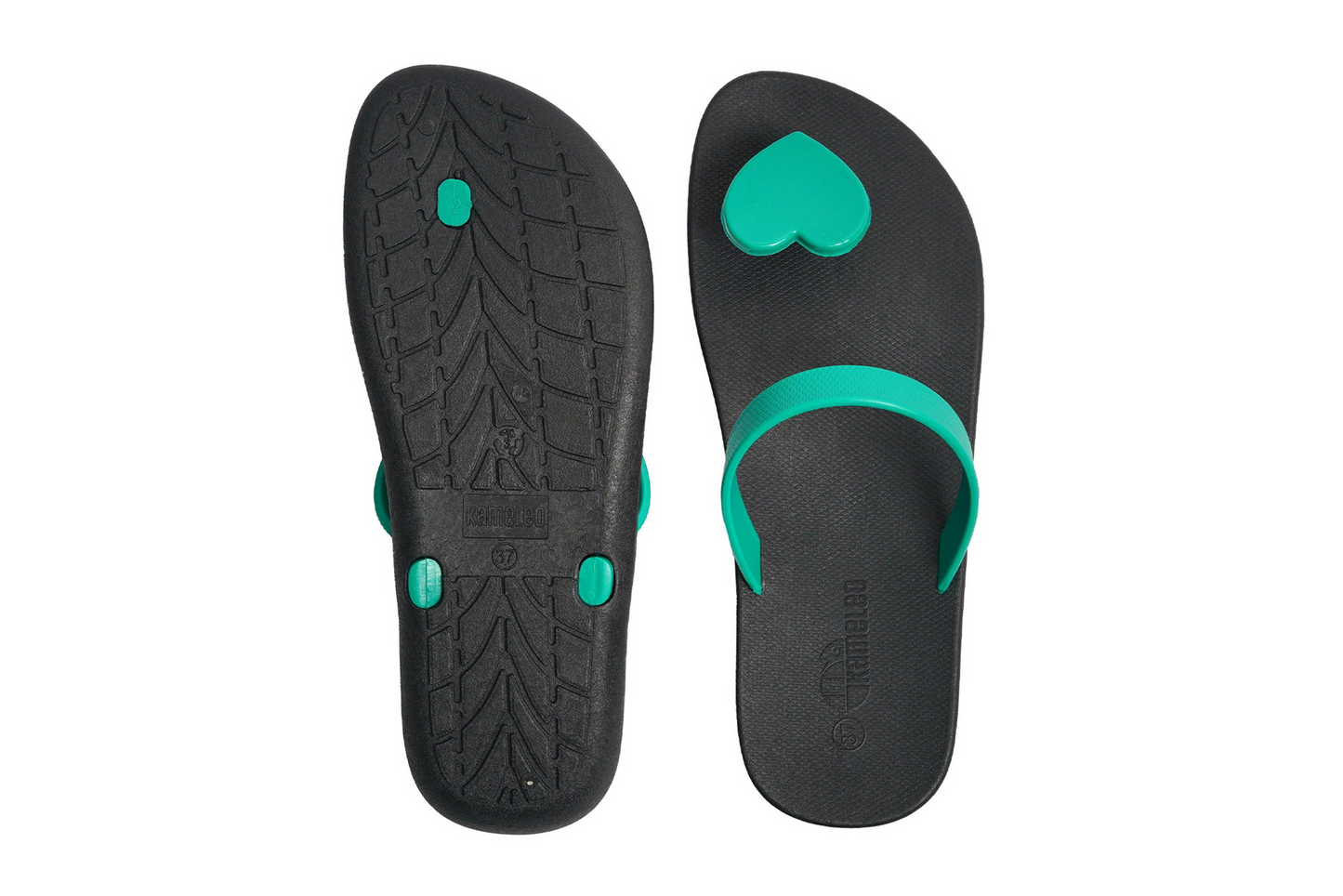 Poppi Heart Black Sole Green Strap