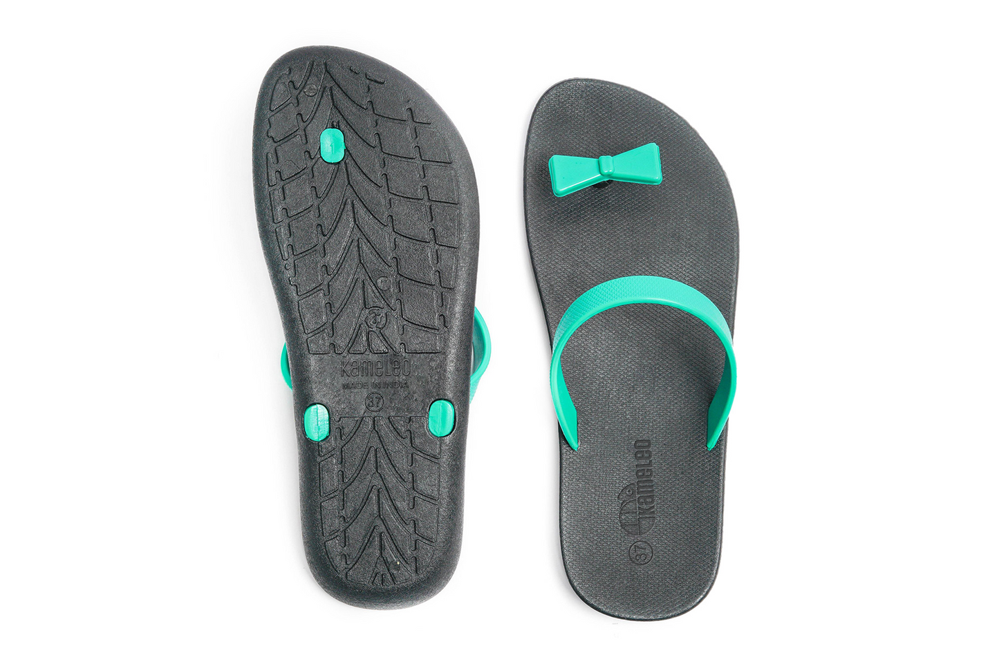 Poppi Bow Black Sole Green Strap