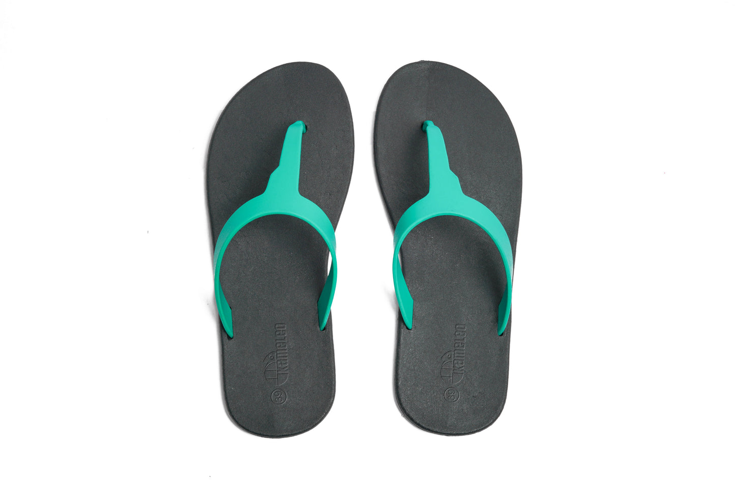 Thongs Black Sole Green Strap