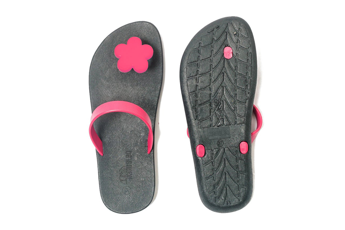 Poppi Flora Black Sole Pink Strap