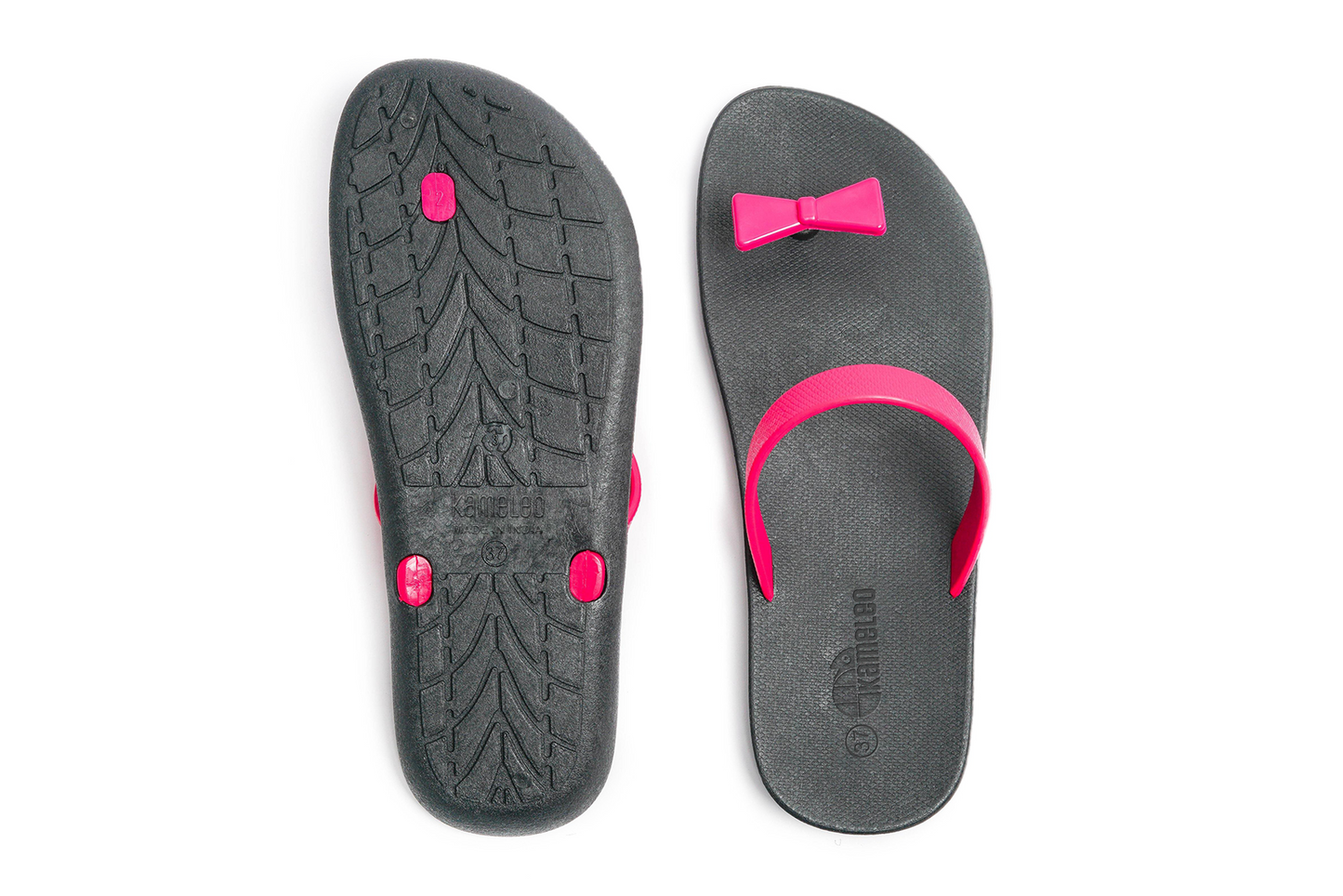 Poppi Bow Black Sole Pink Strap