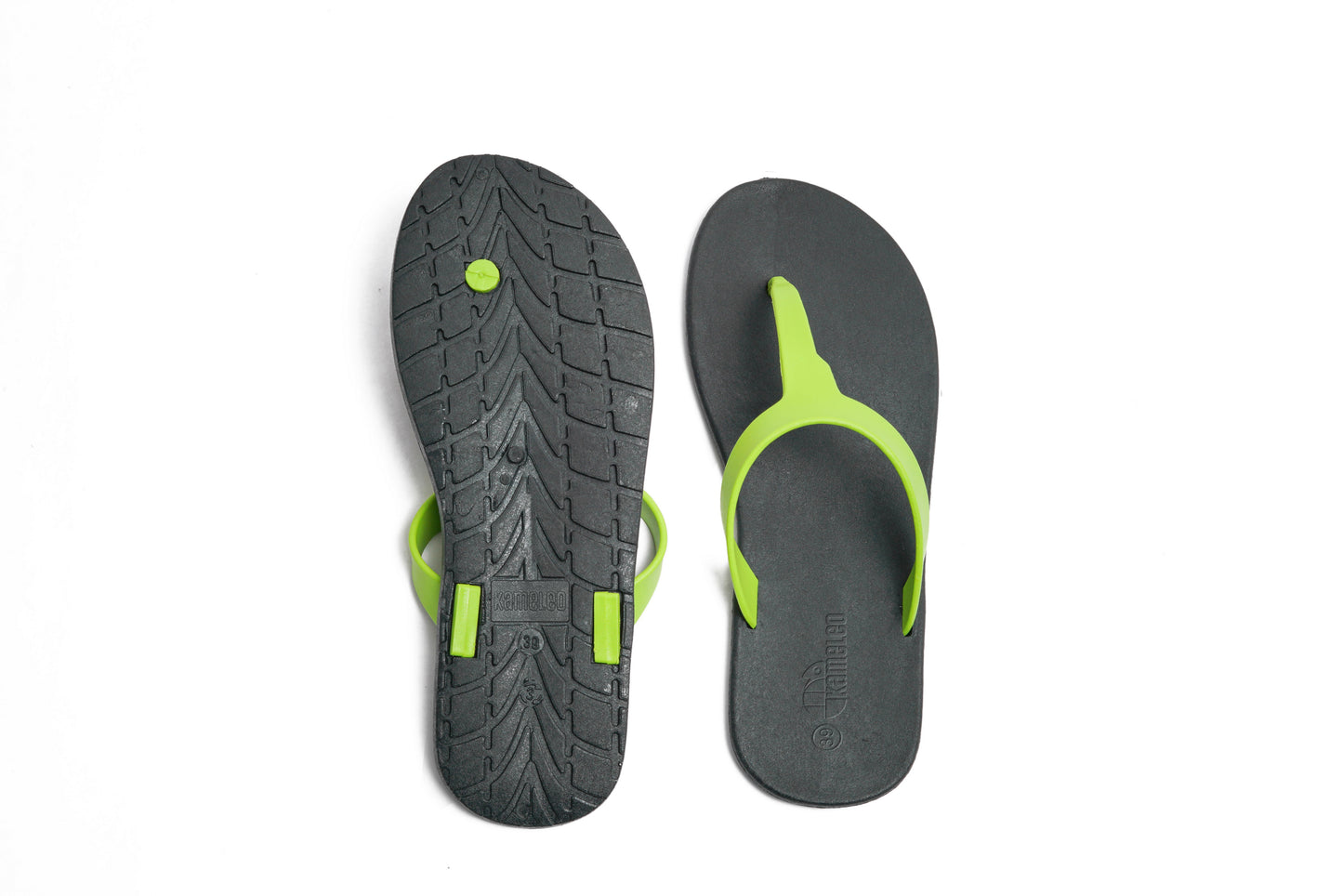 Thongs Black Sole Lime Strap
