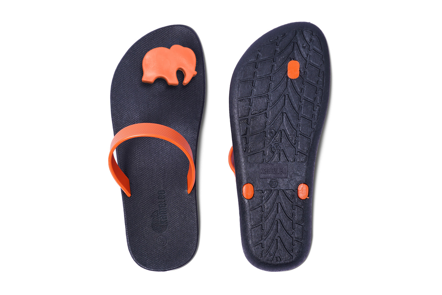 Poppi Ellie Black Sole Orange Strap