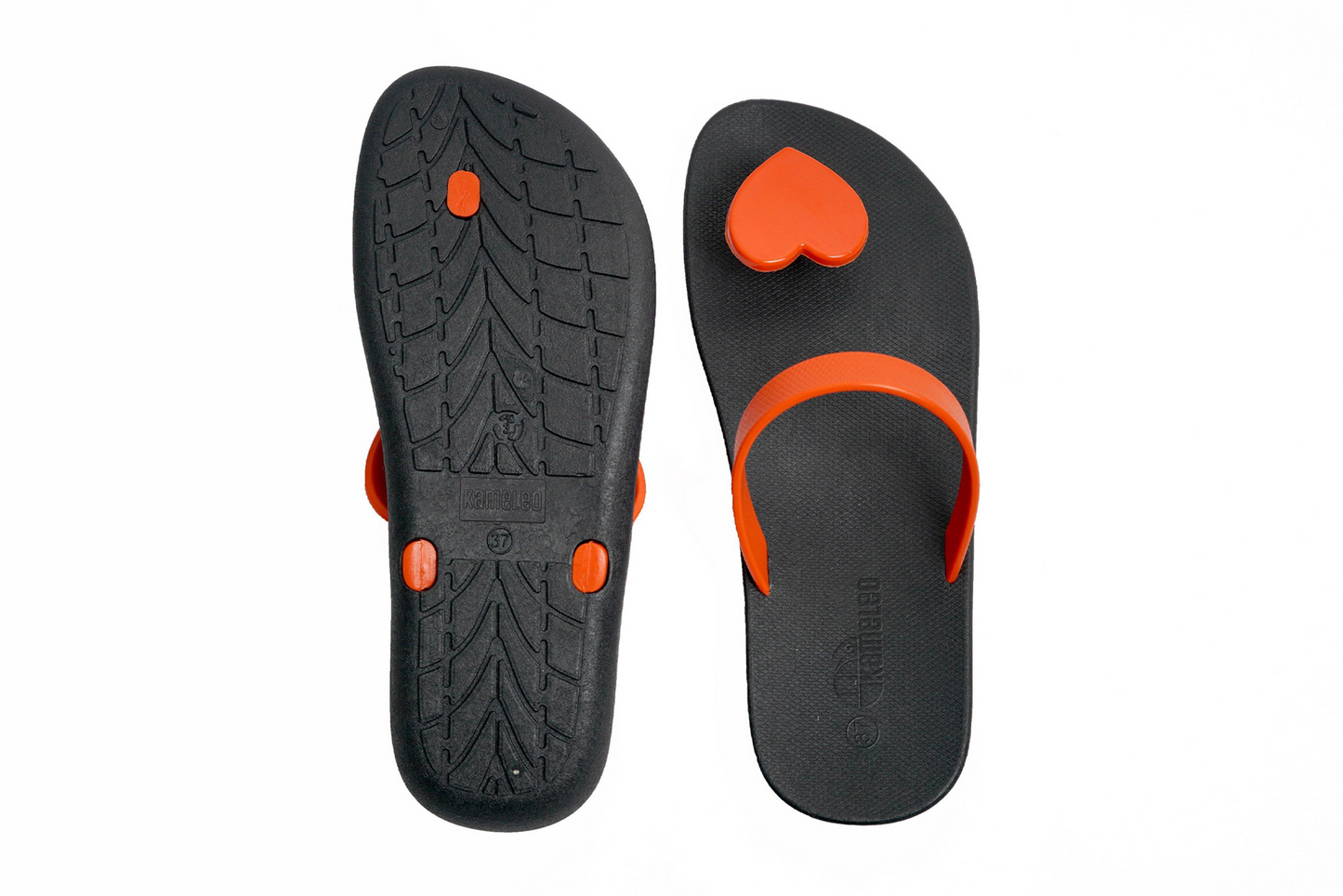 Poppi Heart Black Sole Orange Strap