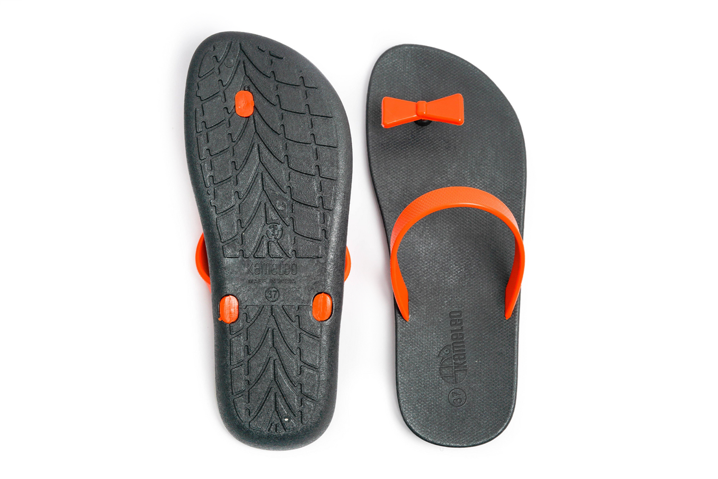 Poppi Bow Black Sole Orange Strap