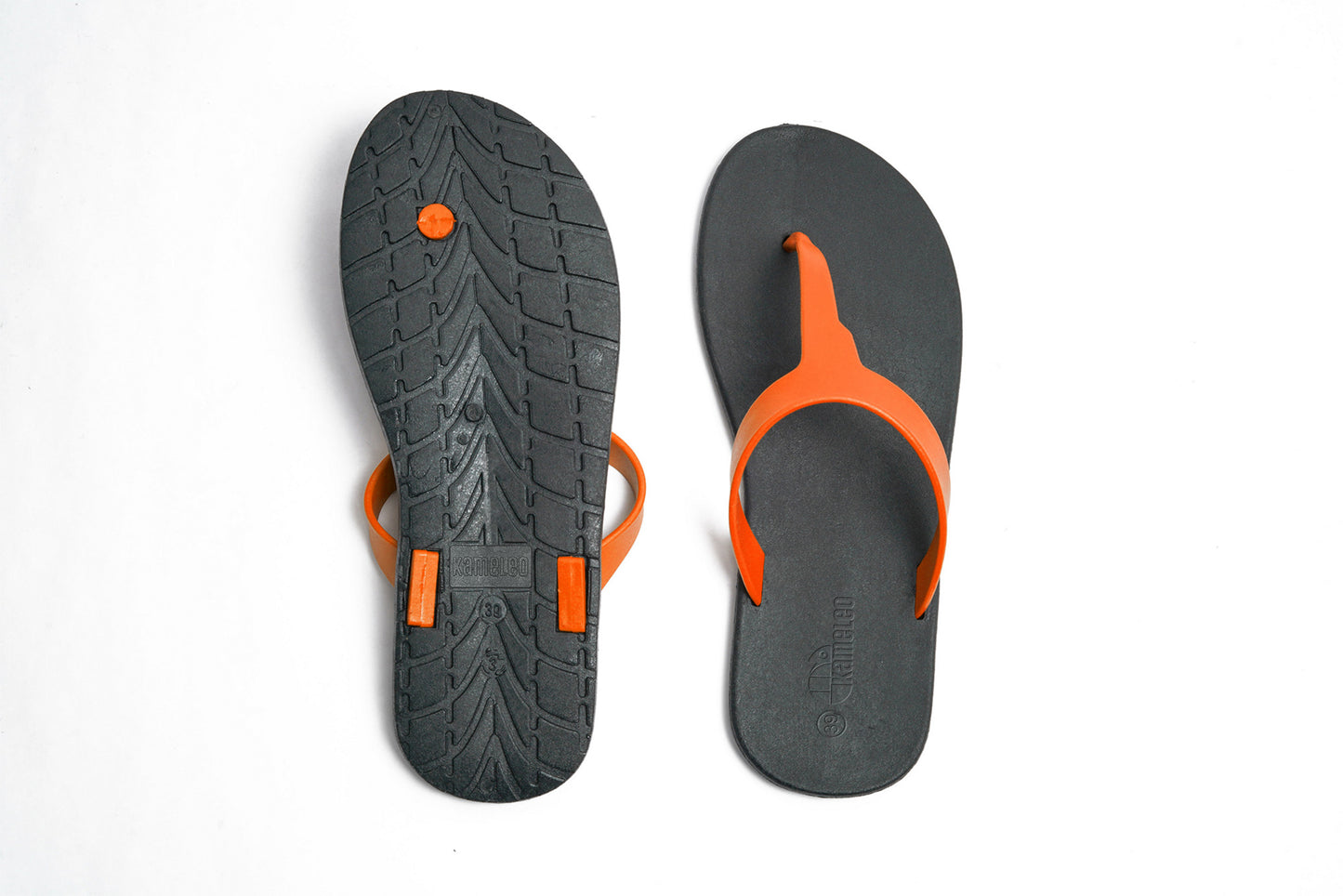 Thongs Black Sole Orange Strap