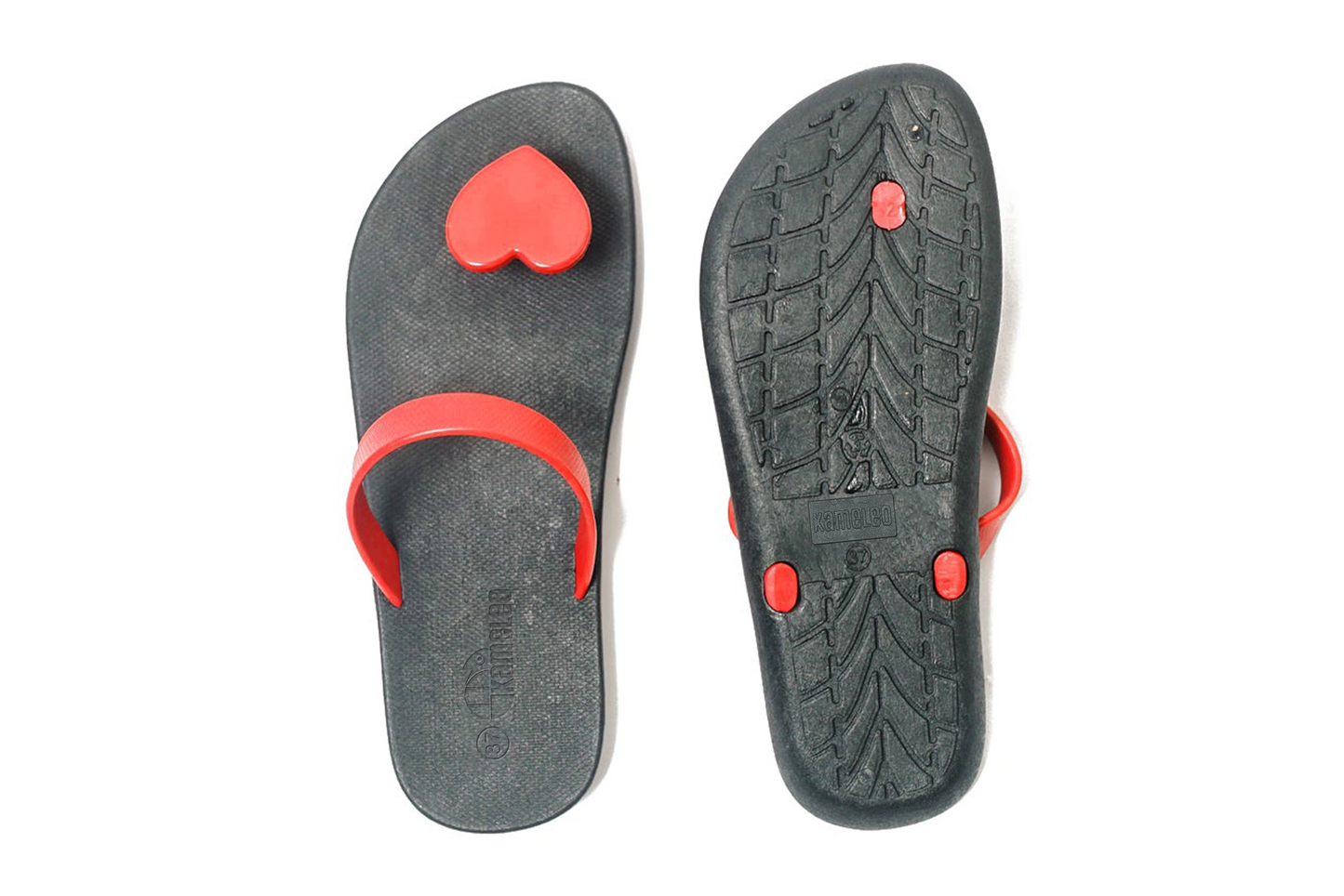 Poppi Heart Black Sole Red Strap