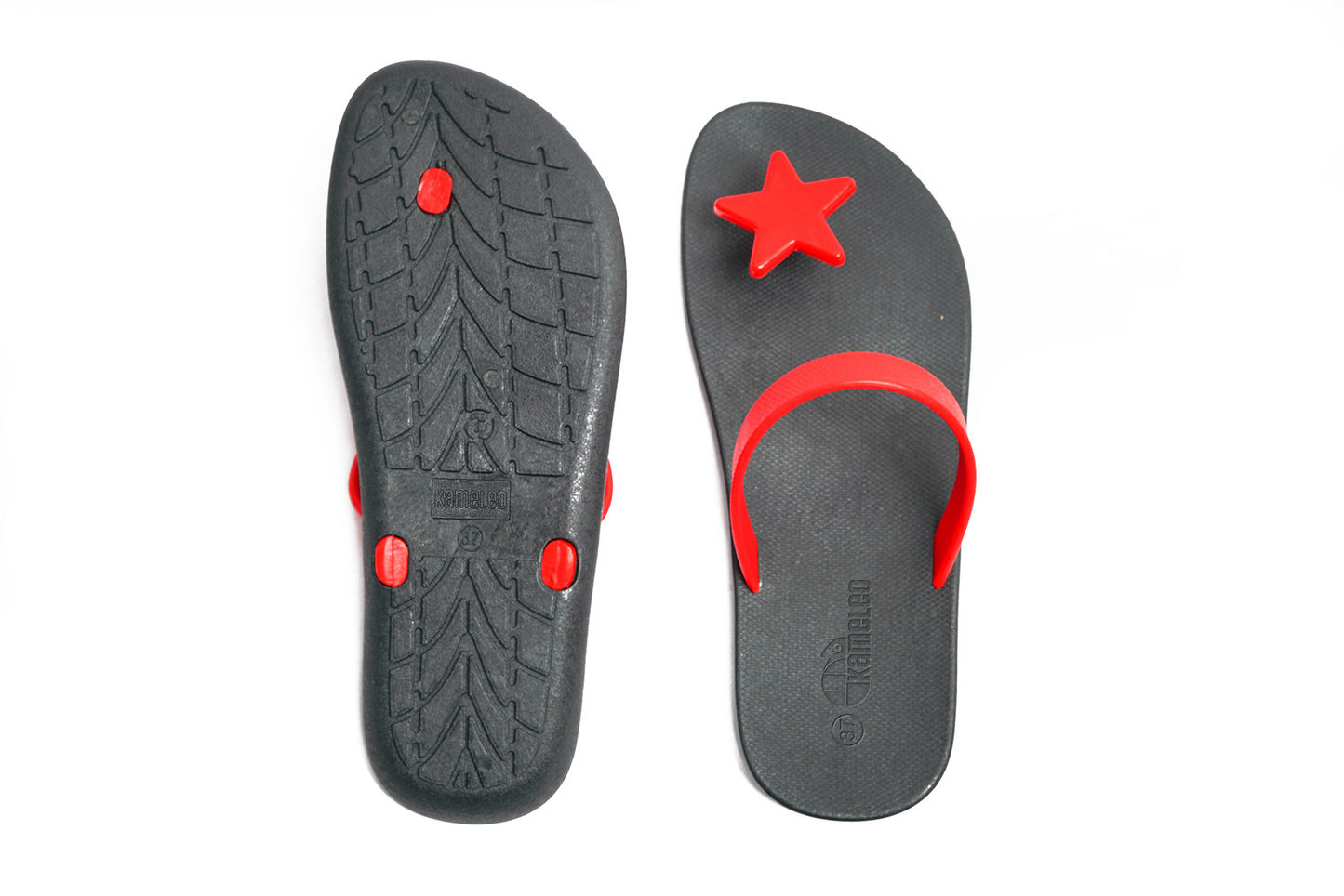 Poppi Star Black Sole Red Strap