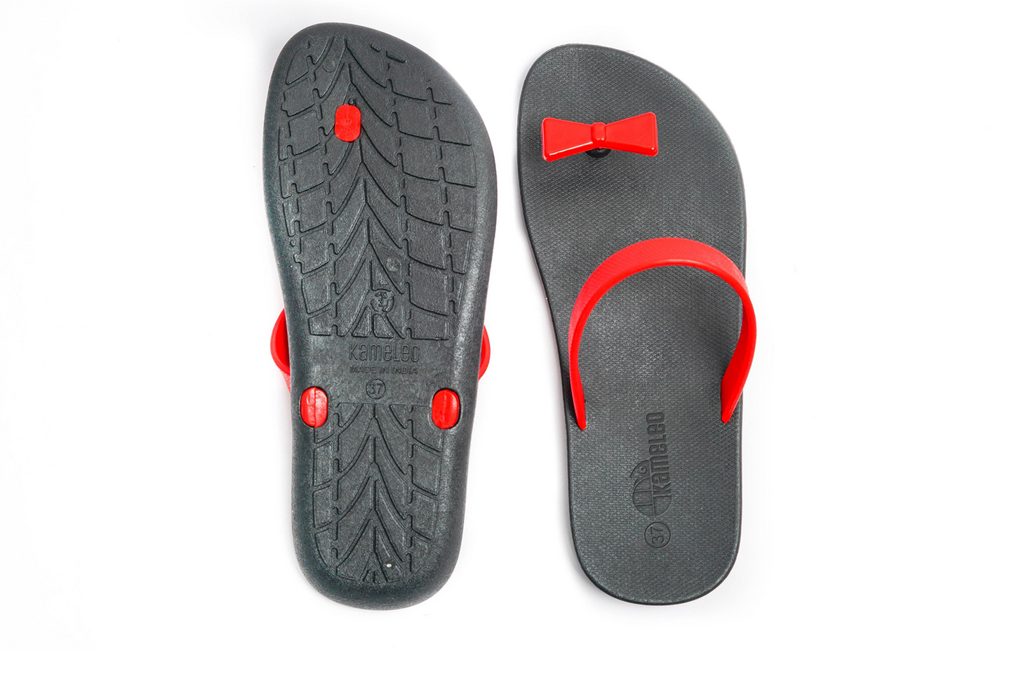 Poppi Bow Black Sole Red Strap