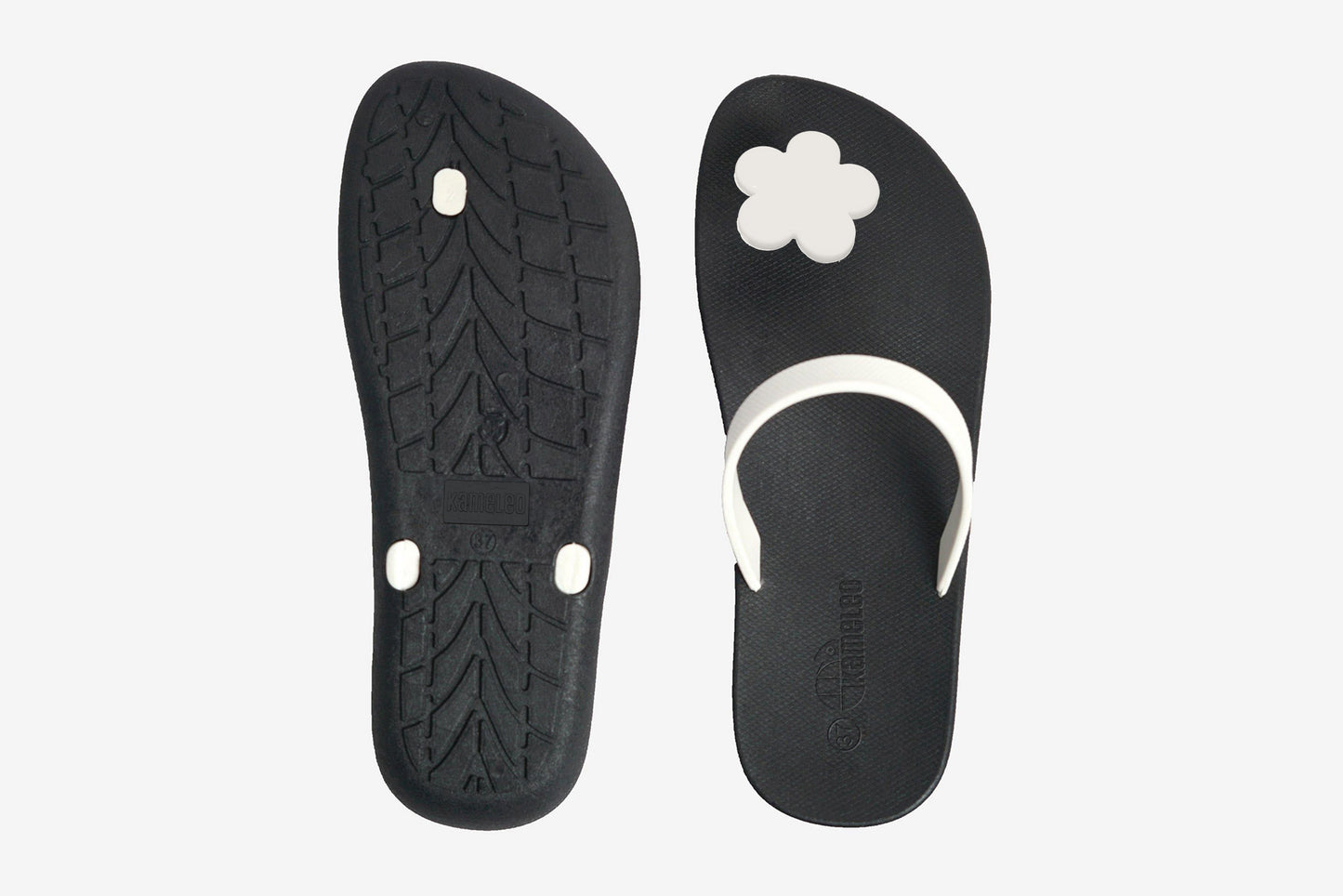 Poppi Flora Black Sole White Strap