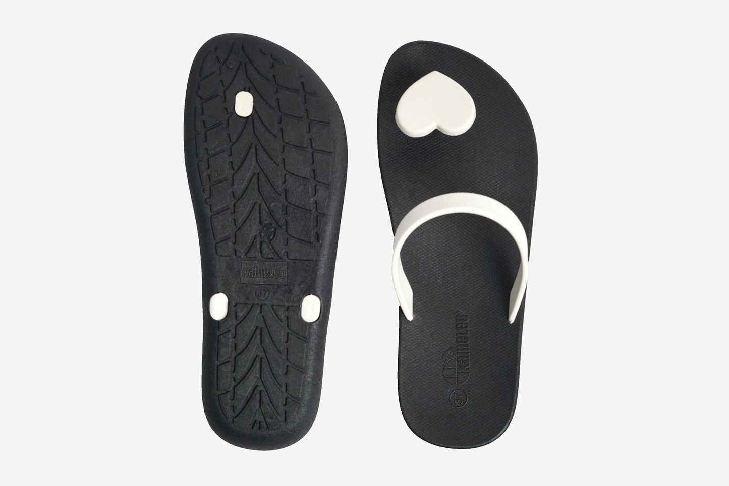 Poppi Heart Black Sole White Strap