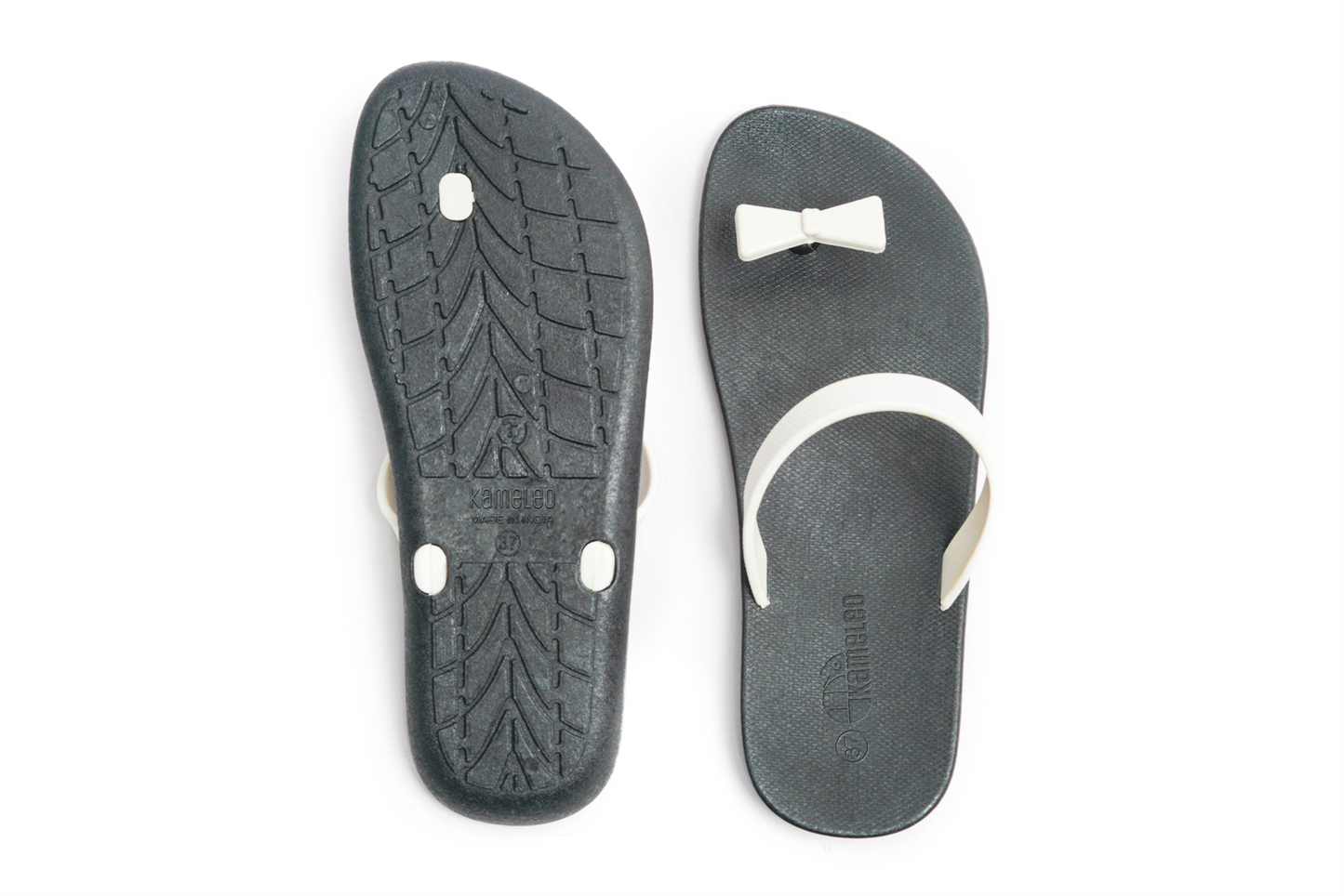 Poppi Bow Black Sole White Strap