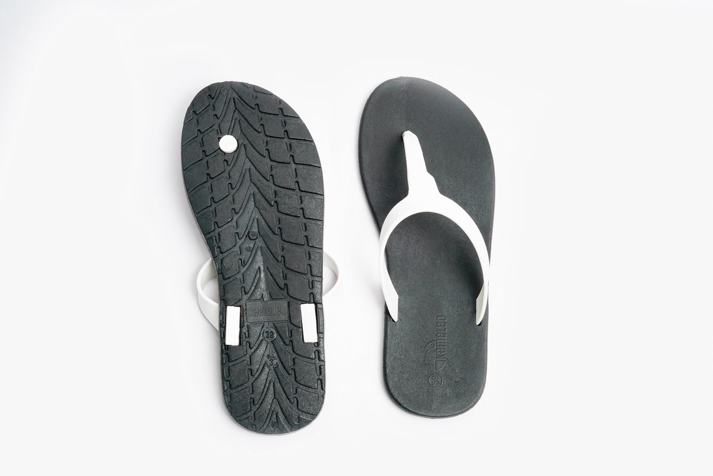Thongs Black Sole White Strap
