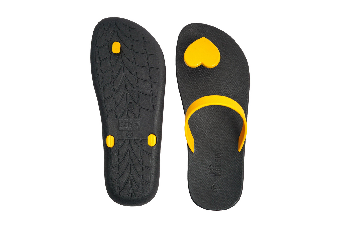 Poppi Heart Black Sole Yellow Strap
