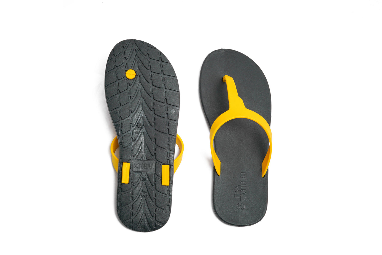Thongs Black Sole Yellow Strap