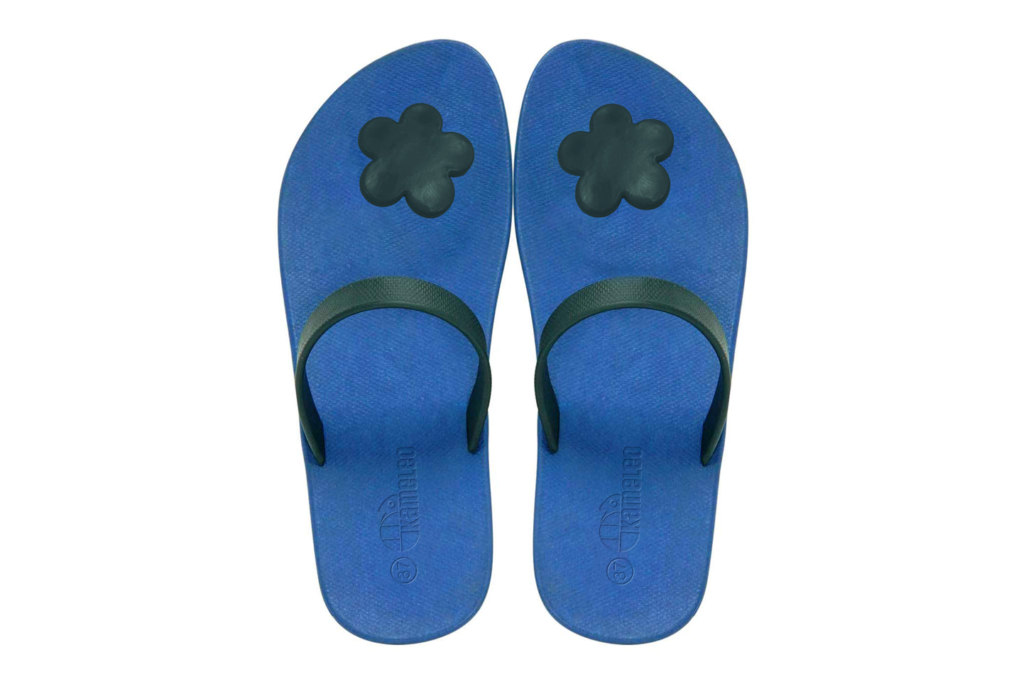 Poppi Flora Blue Sole Black Strap