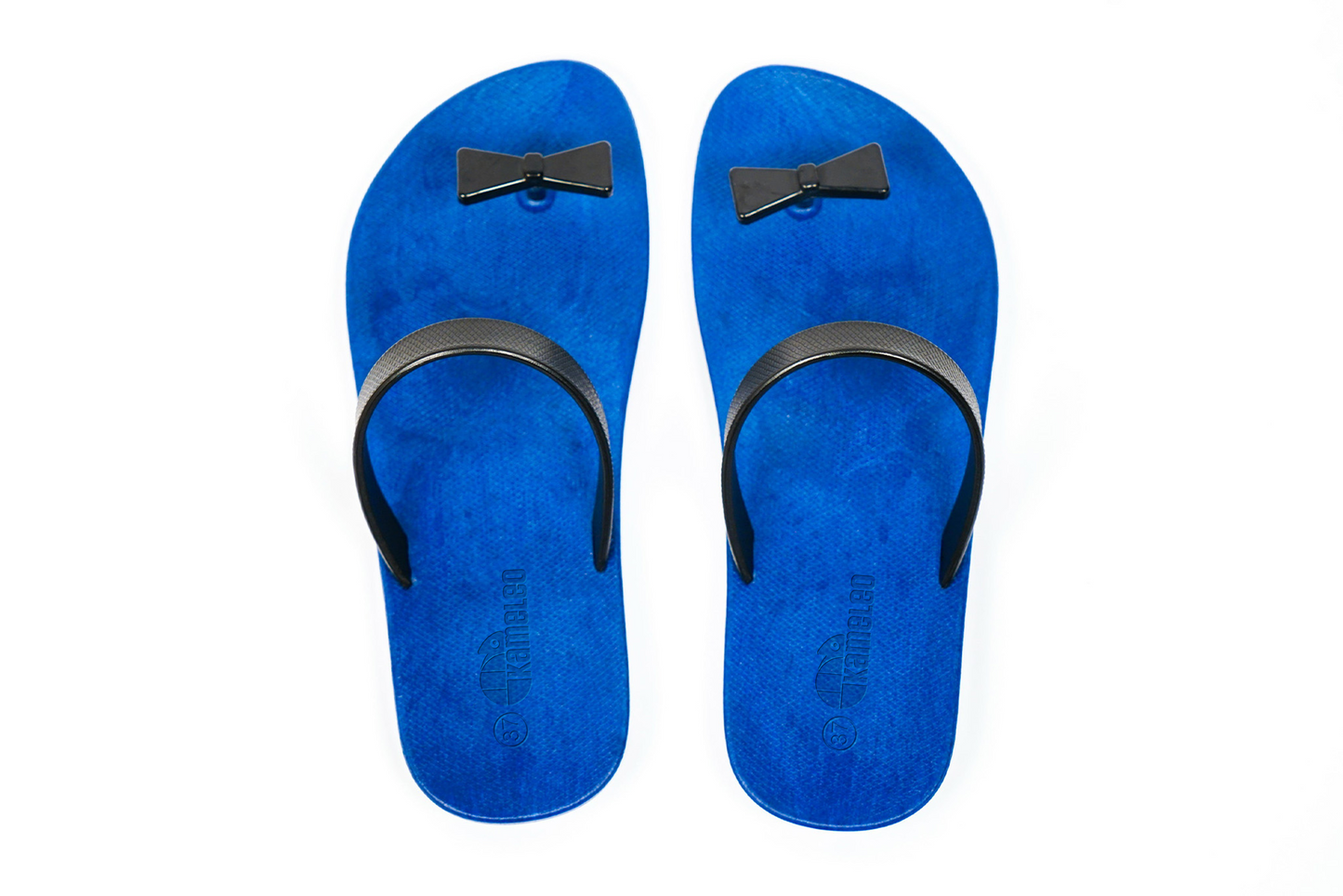 Poppi Bow Blue Sole Black Strap