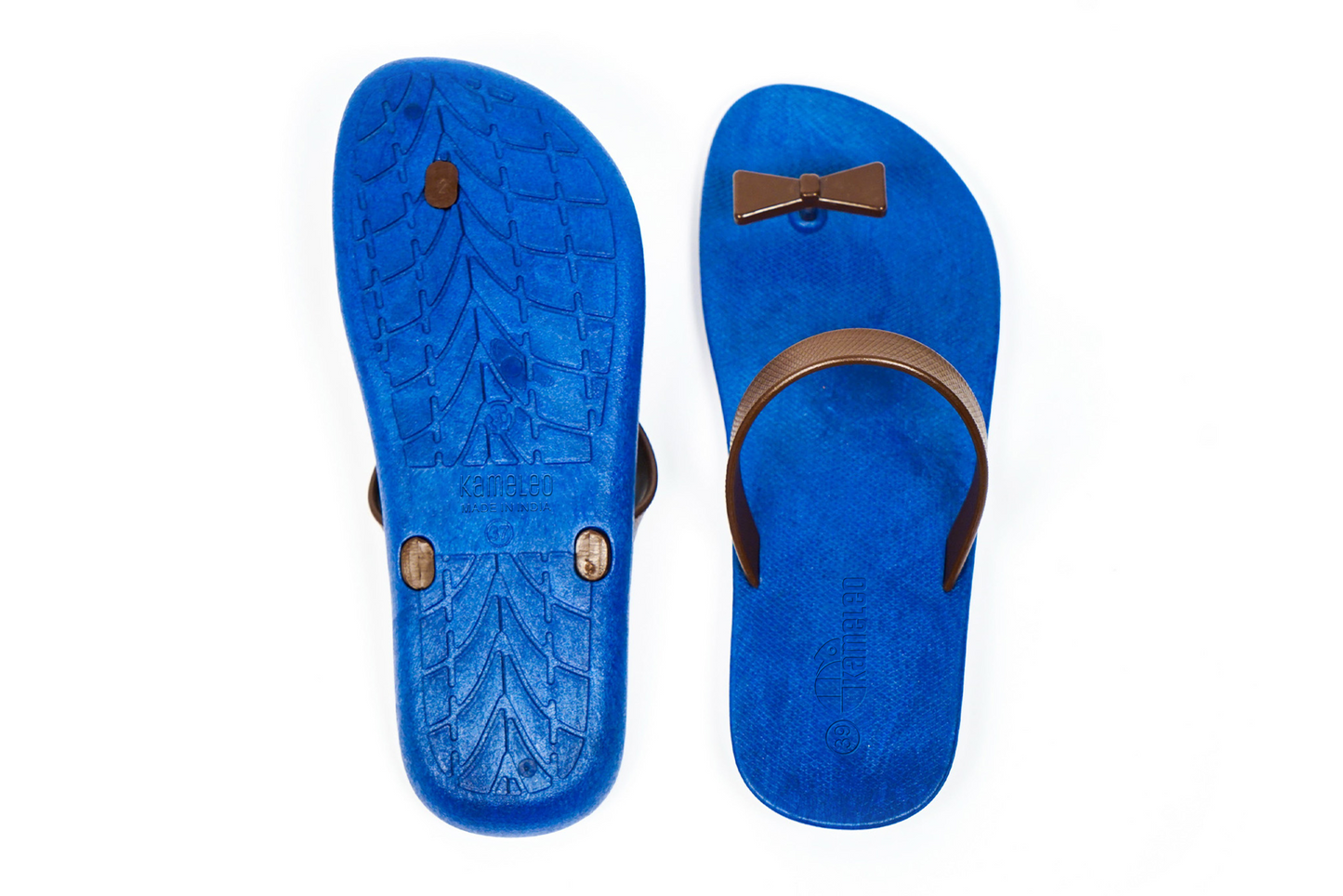 Poppi Bow Blue Sole Brown Strap