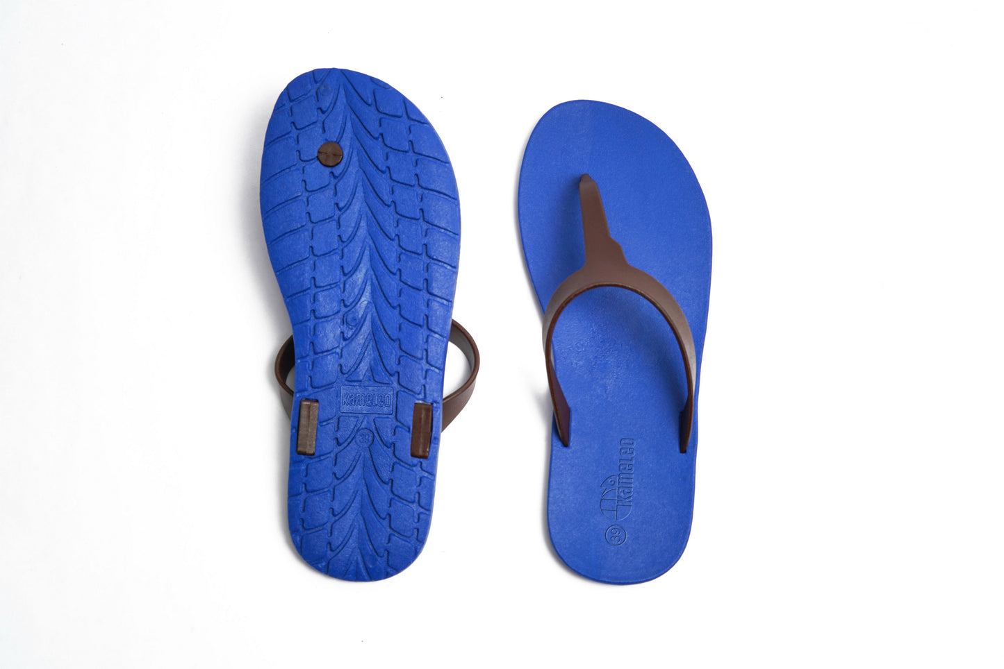 Thongs Blue Sole Brown Strap