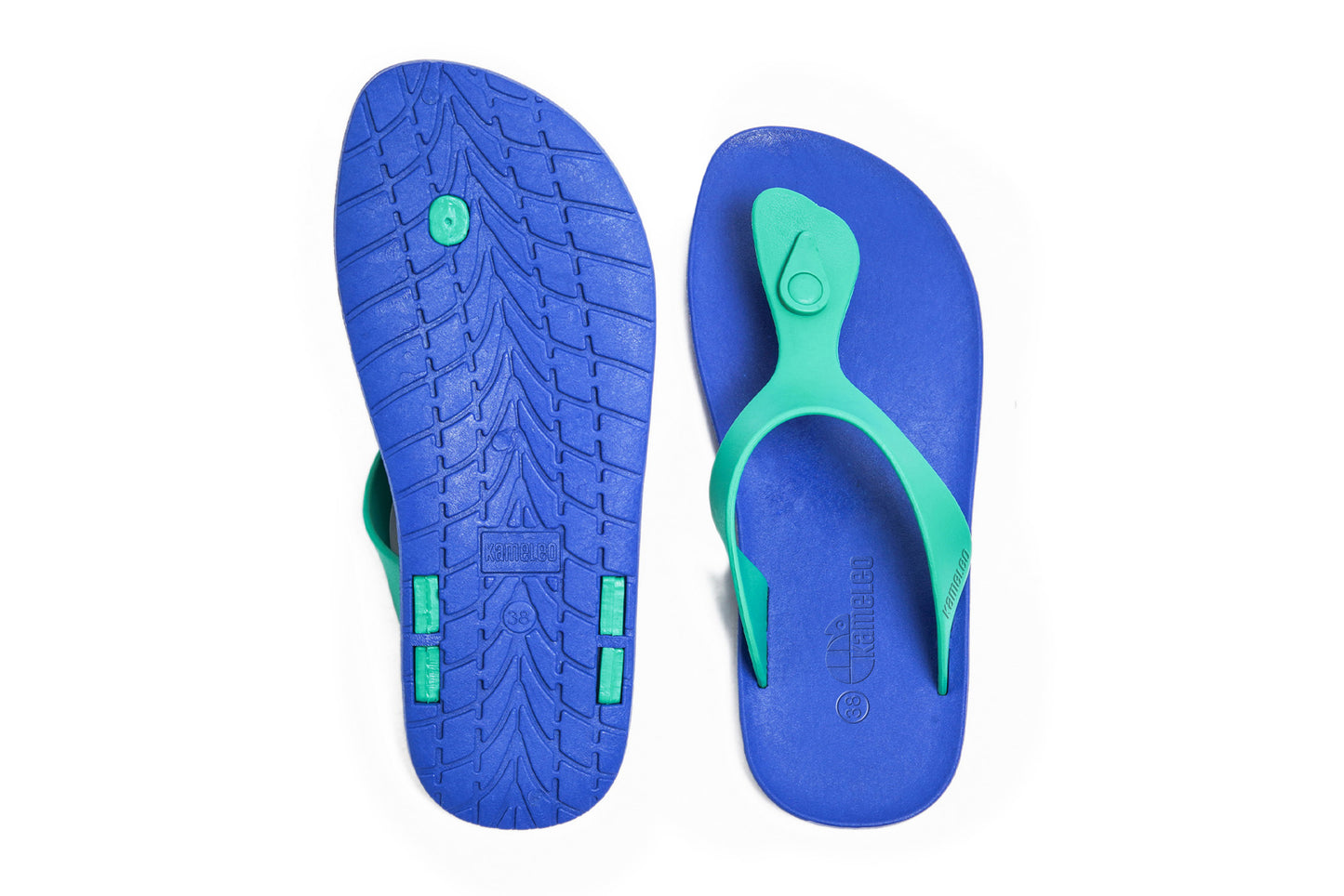 Candy Blue Sole Green Strap