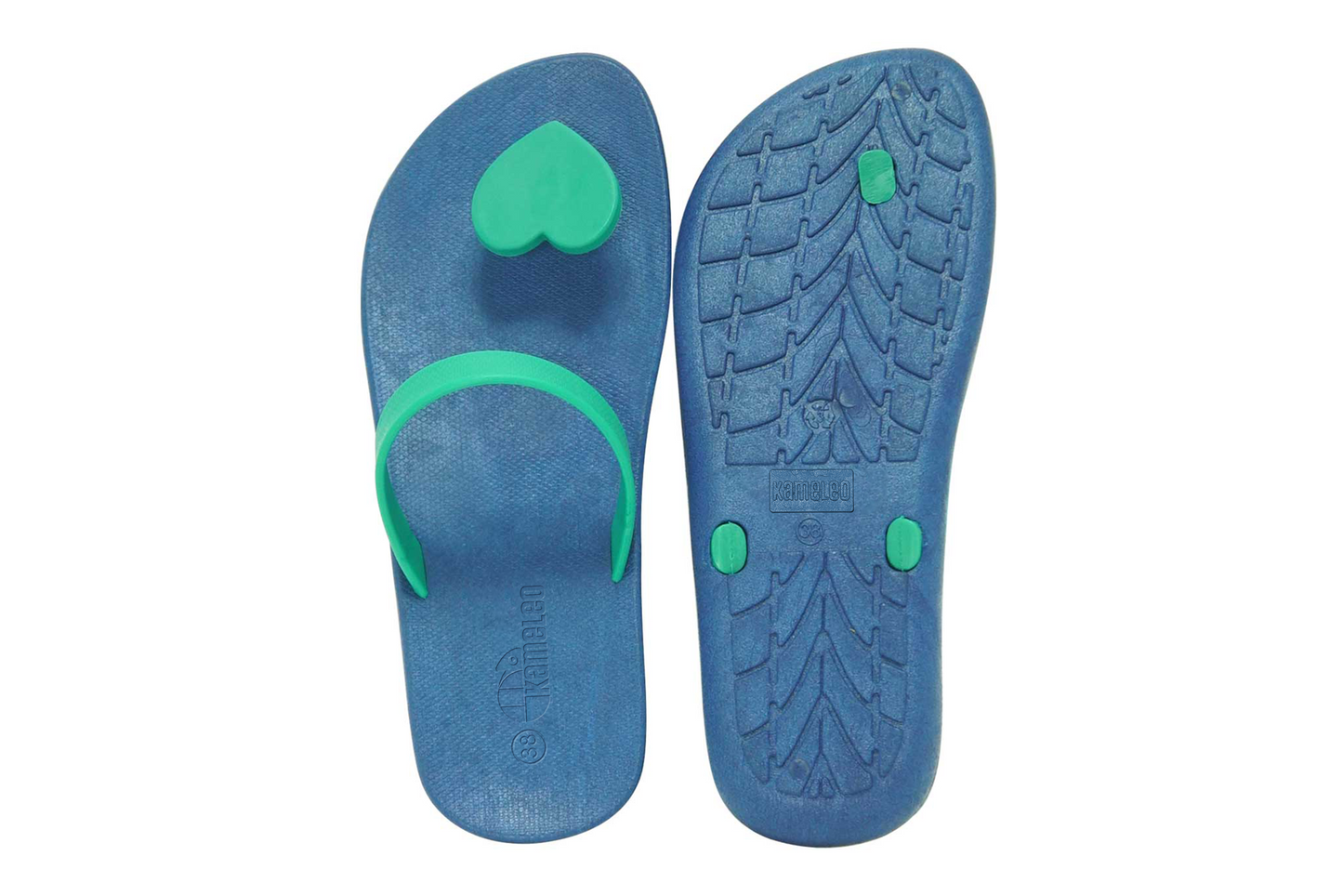 Poppi Heart Blue Sole Green Strap