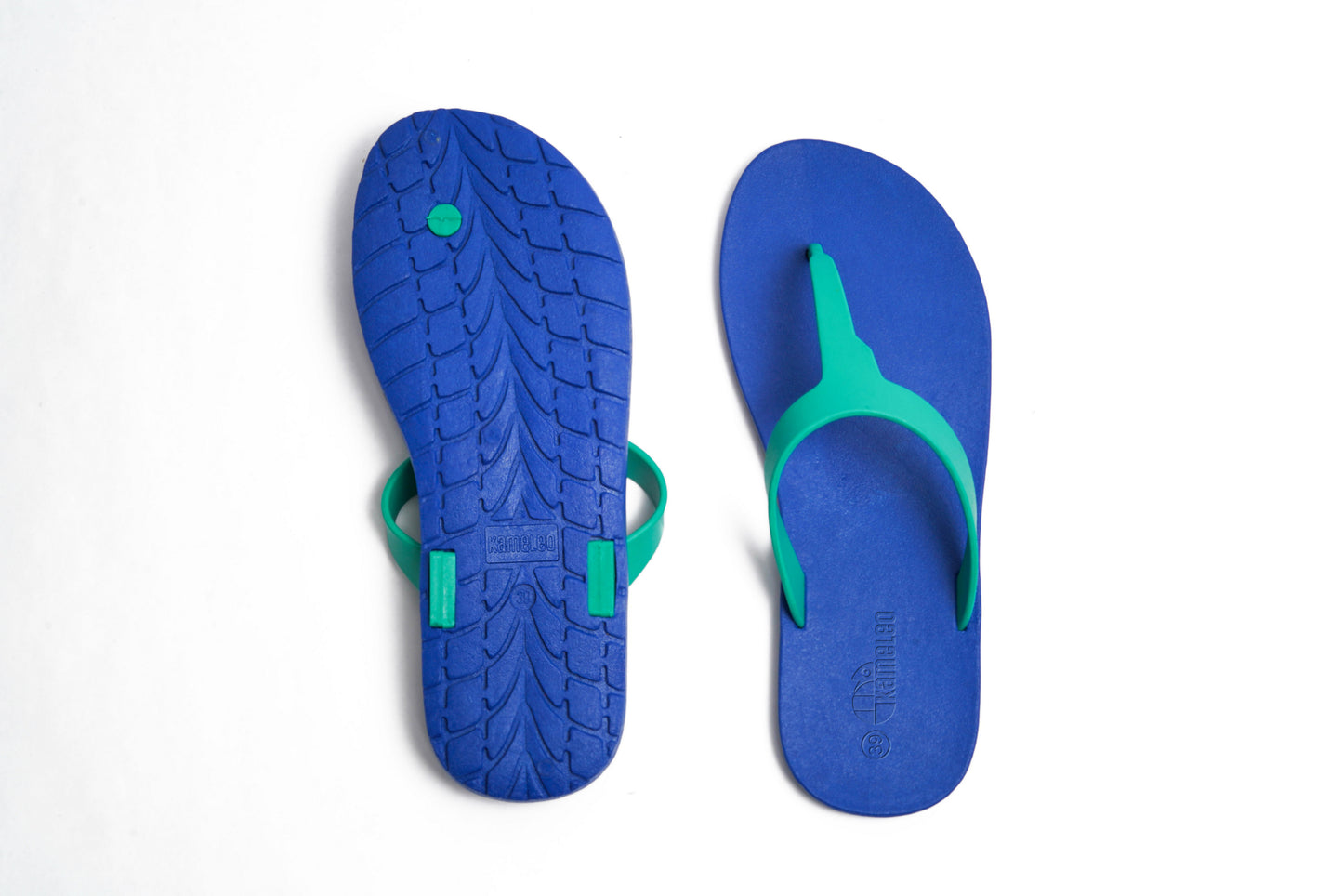 Thongs Blue Sole Green Strap