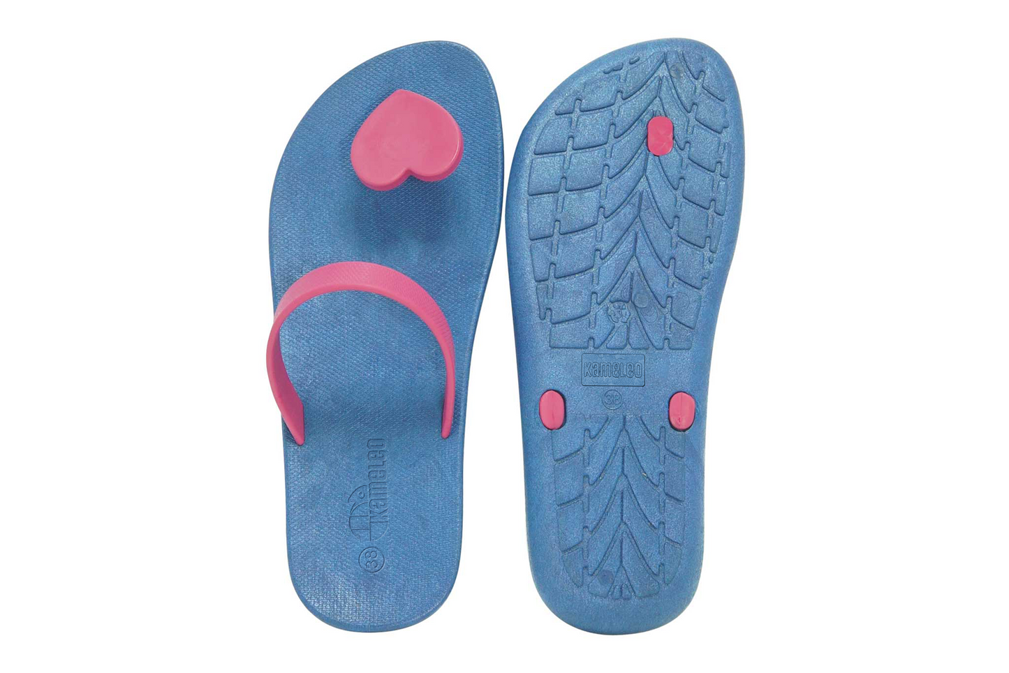 Poppi Heart Blue Sole Pink Strap