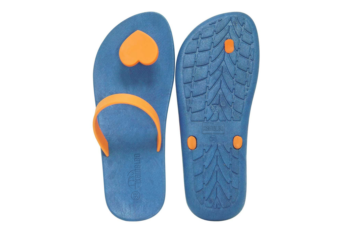 Poppi Heart Blue Sole Orange Strap