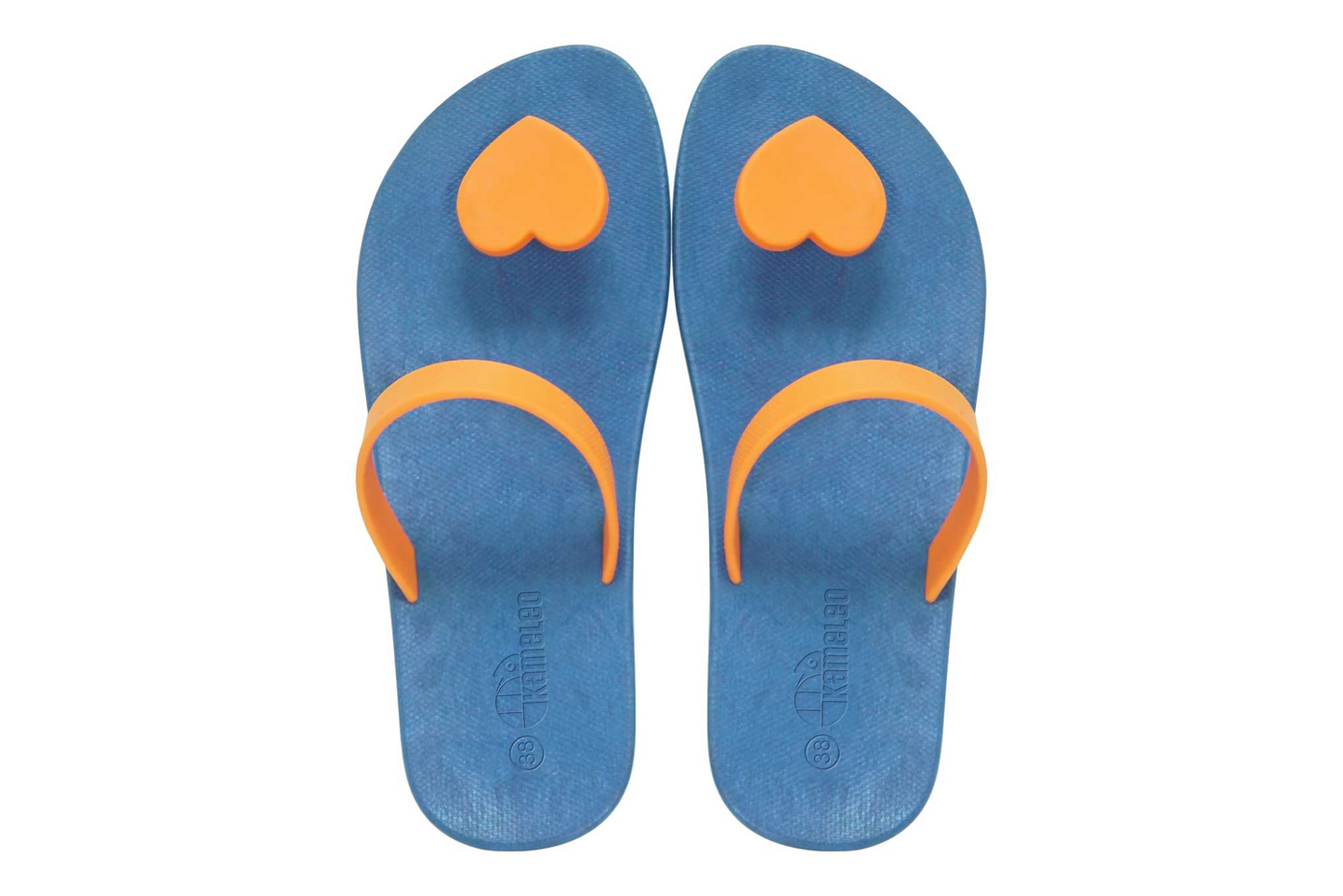 Poppi Heart Blue Sole Orange Strap