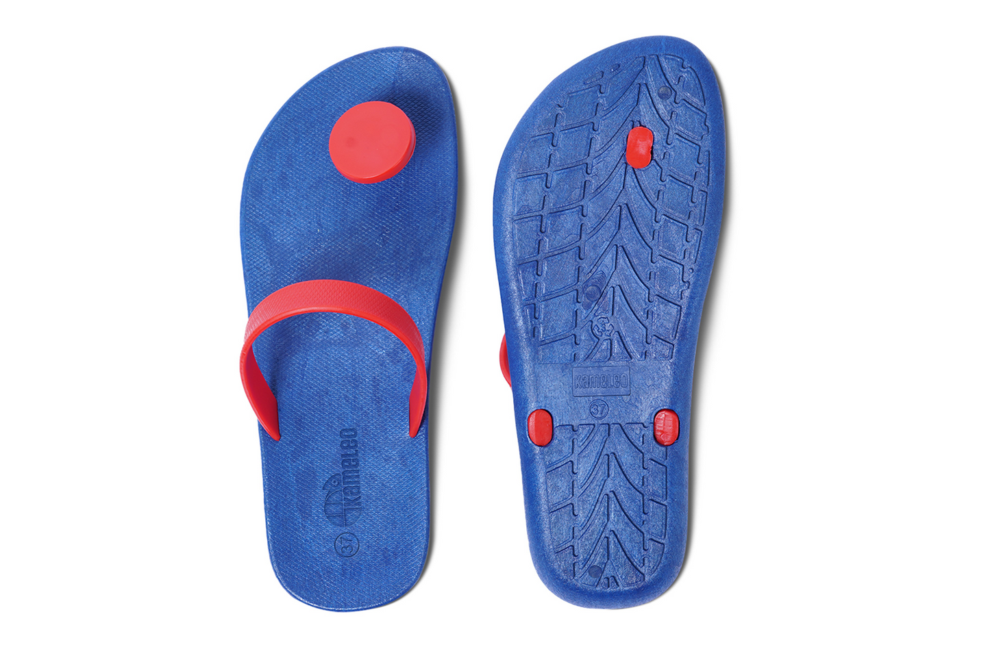 Poppi Dot Blue Sole Red Strap