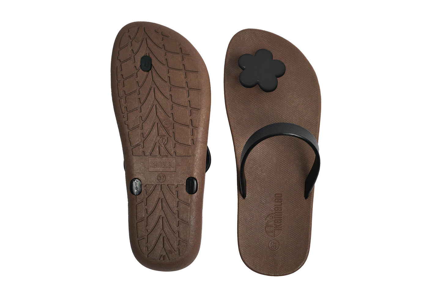 Poppi Flora Brown Sole Black Strap
