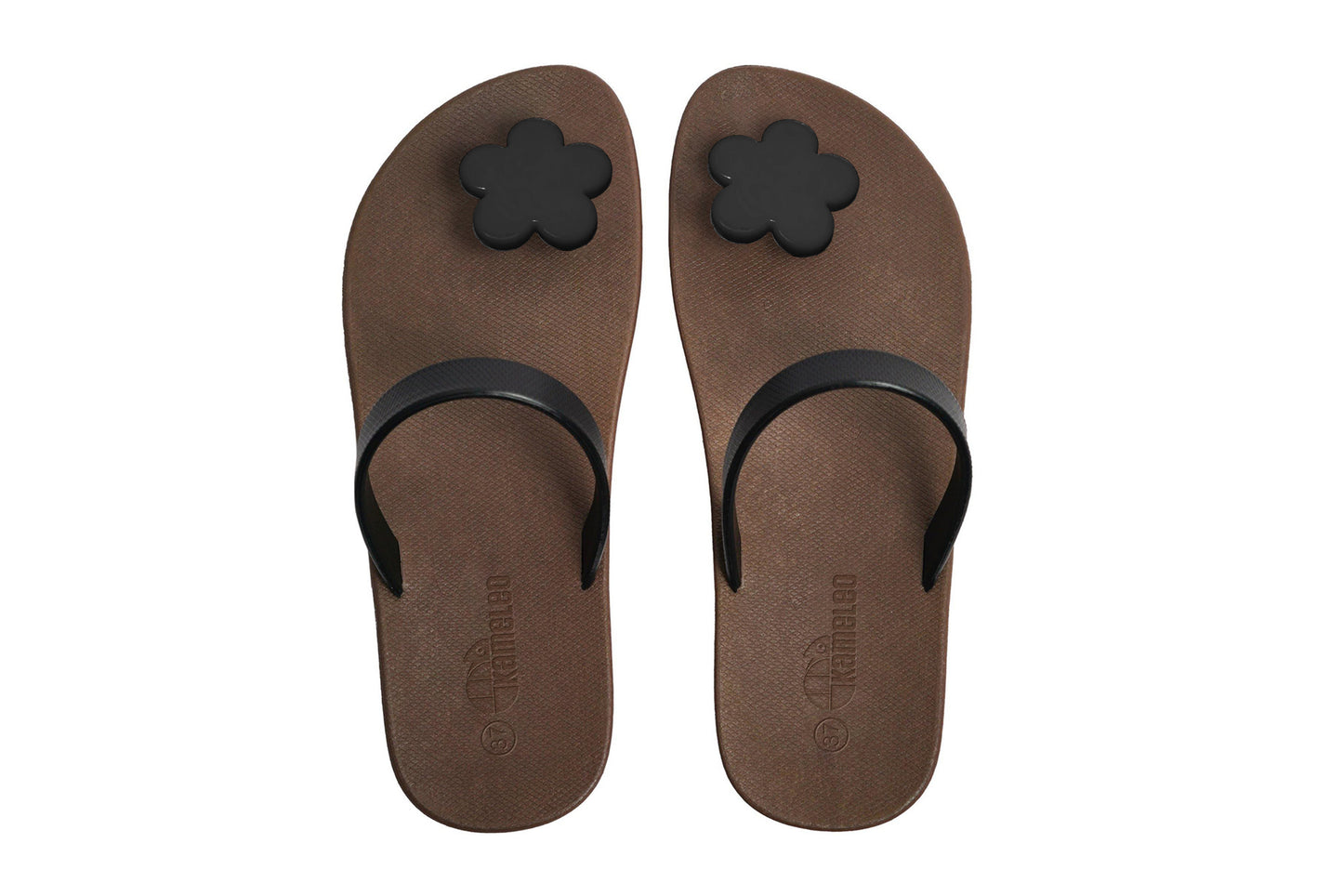 Poppi Flora Brown Sole Black Strap