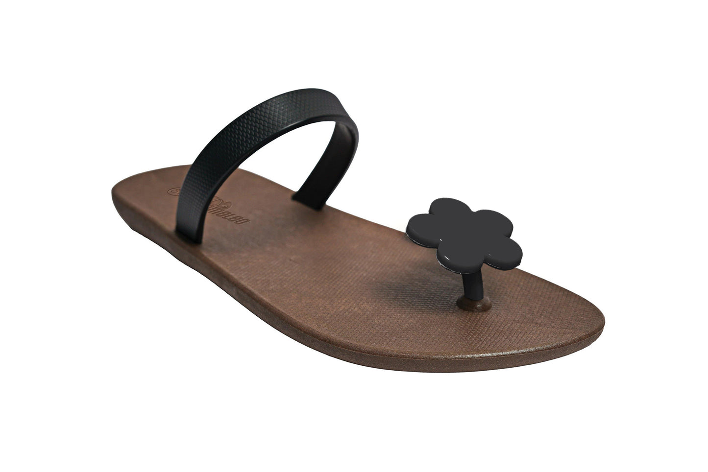 Poppi Flora Brown Sole Black Strap