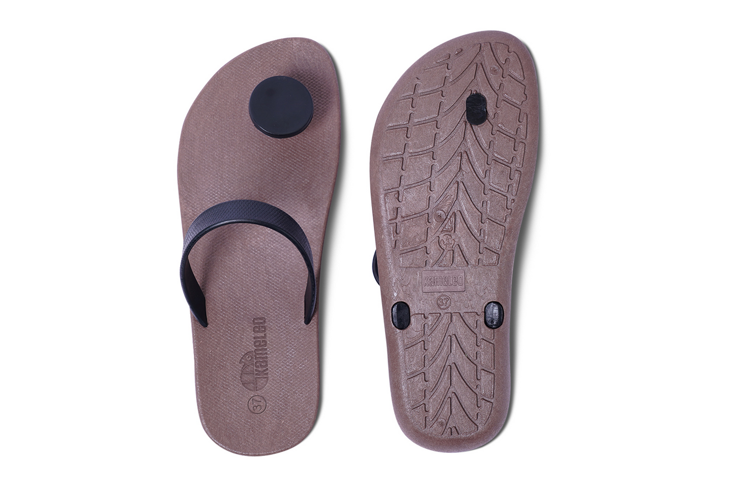 Poppi Dot Brown Sole Black Strap
