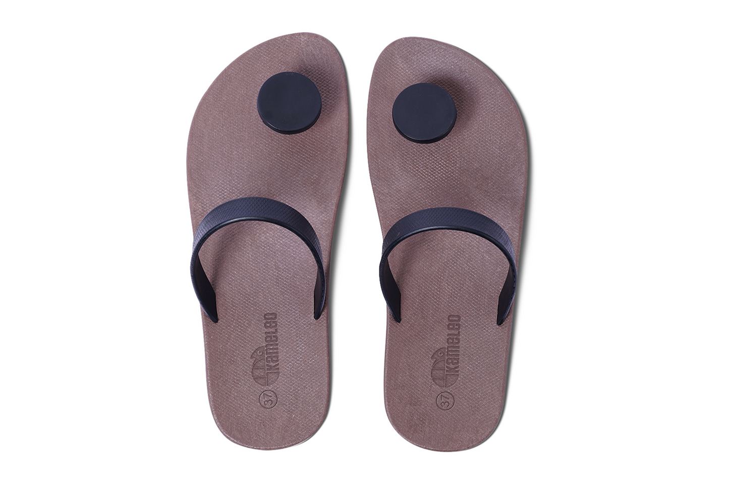 Poppi Dot Brown Sole Black Strap
