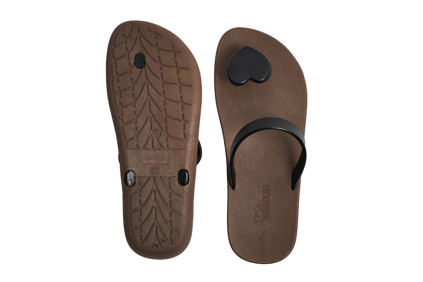 Poppi Heart Brown Sole Black Strap