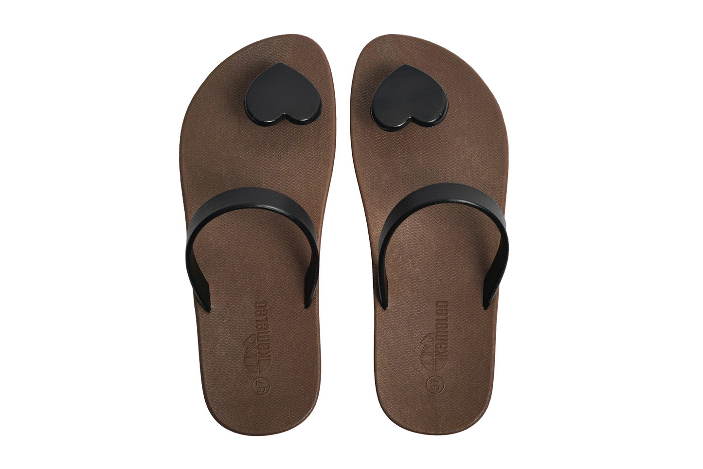 Poppi Heart Brown Sole Black Strap