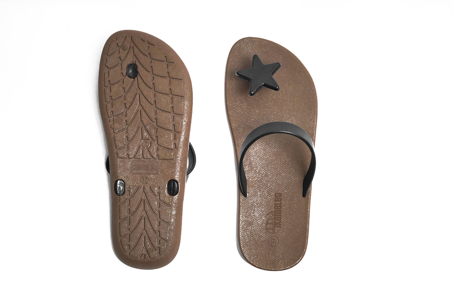 Poppi Star Brown Sole Black Strap