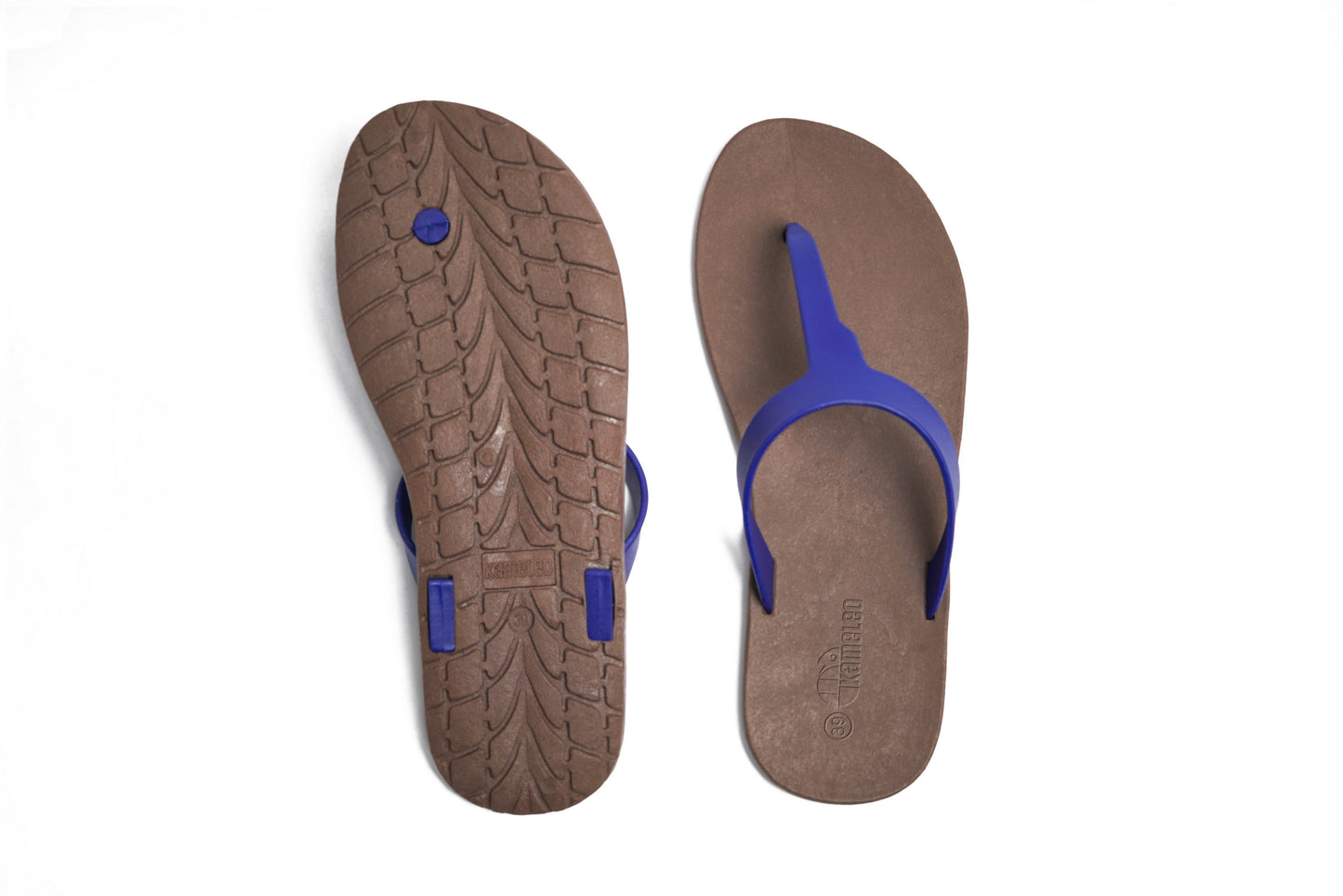 Thongs Brown Sole Blue Strap