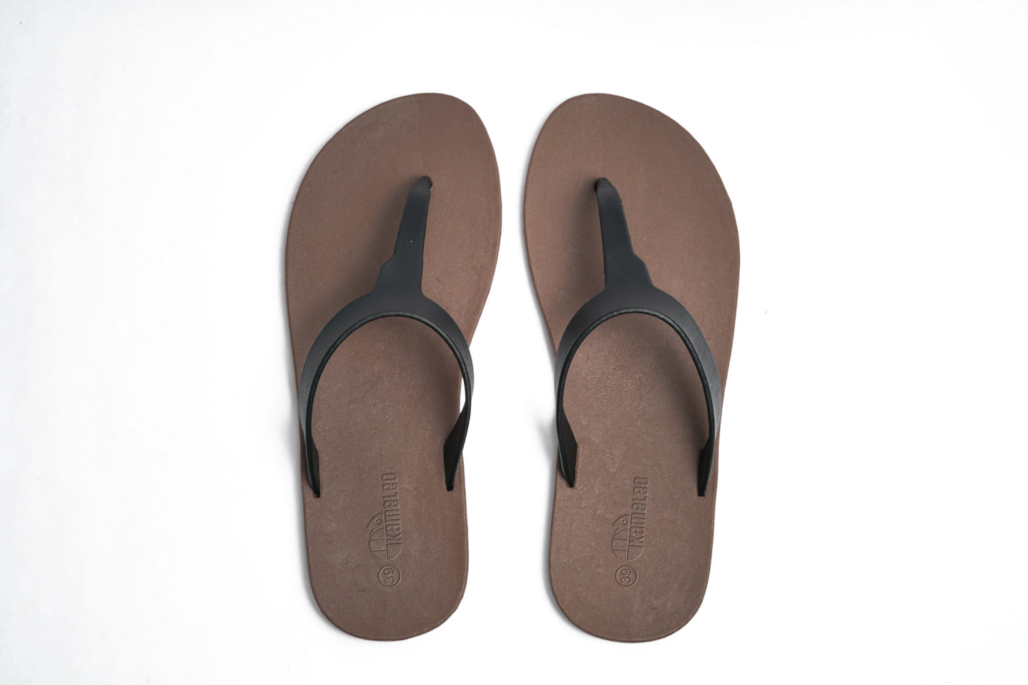 Thongs Brown Sole Black Strap