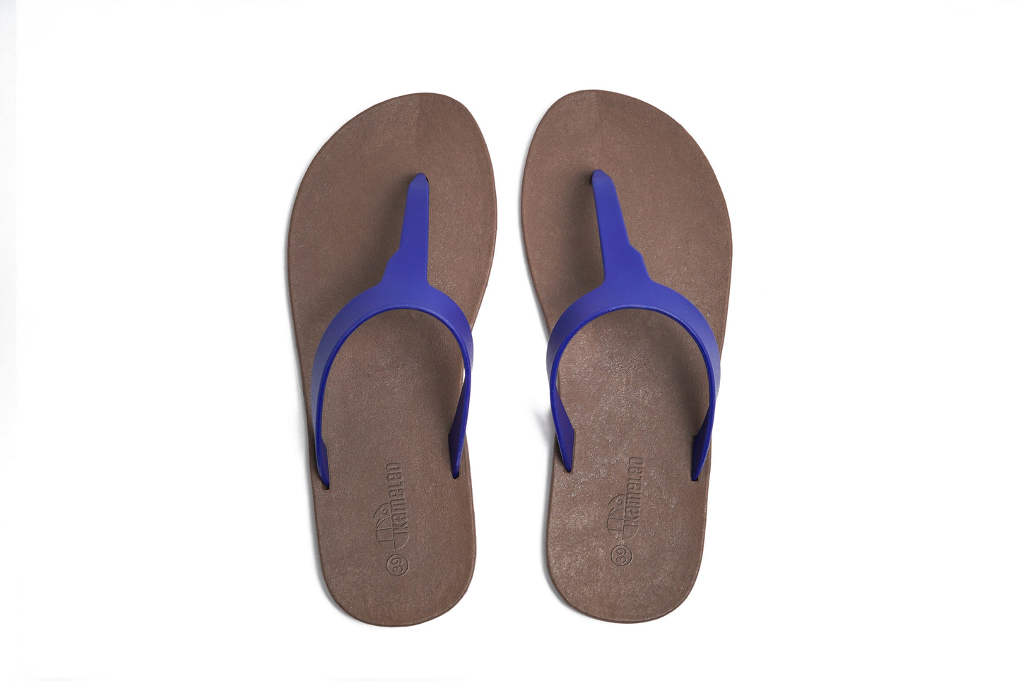 Thongs Brown Sole Blue Strap