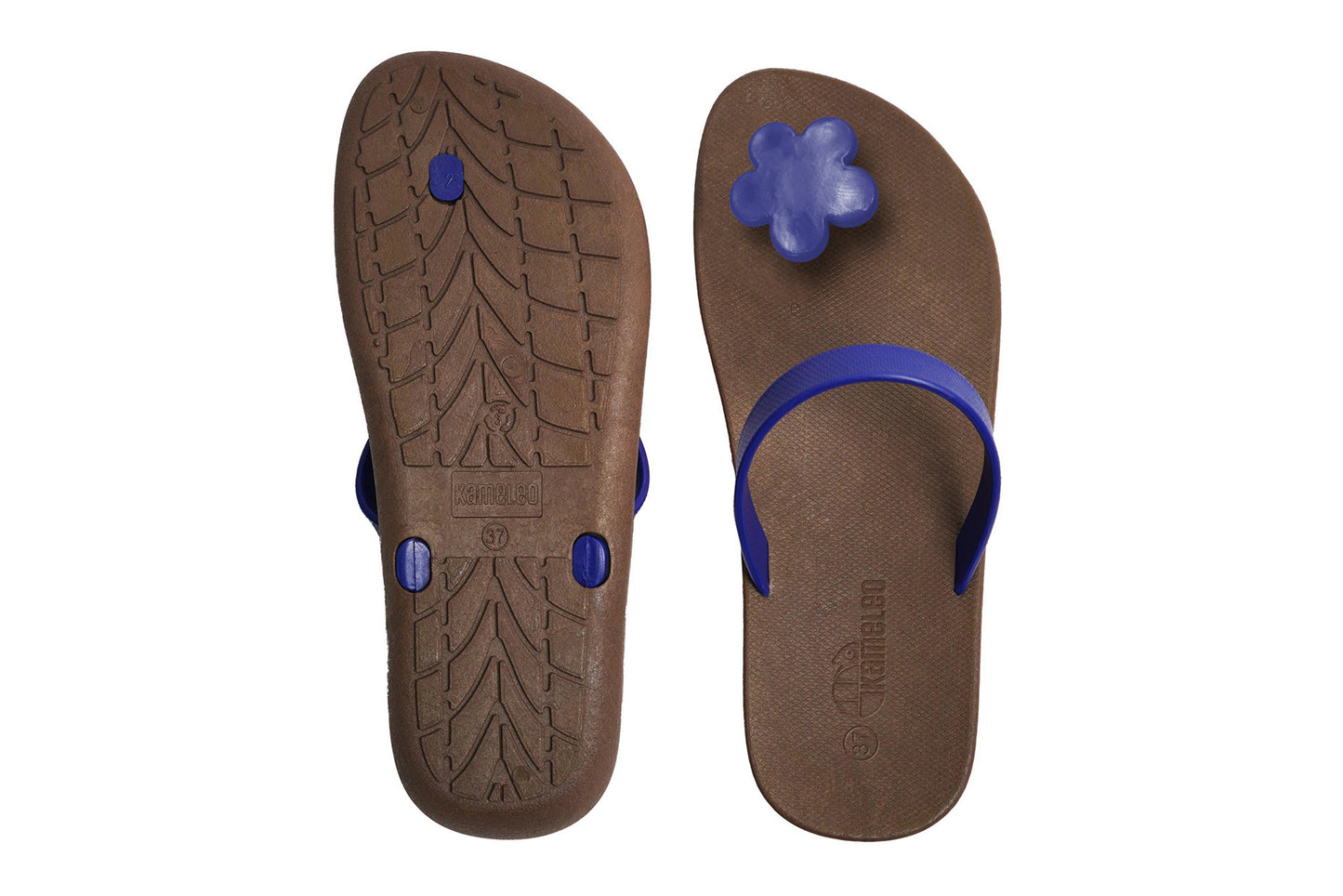 Poppi Flora Brown Sole Blue Strap