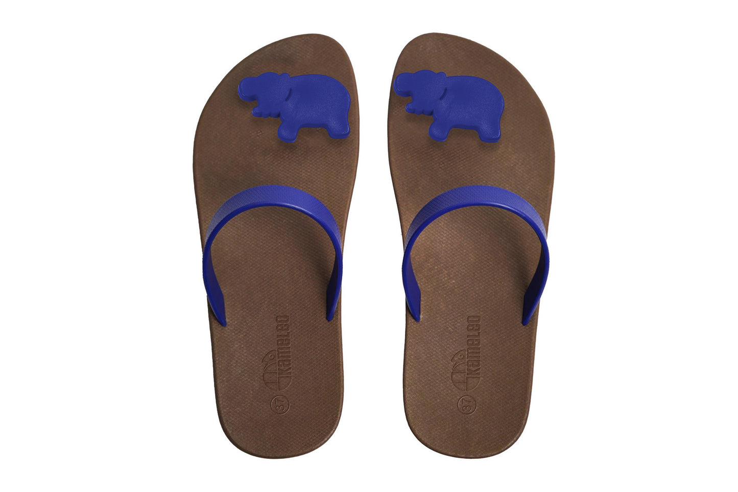 Poppi Hippo Brown Sole Blue Strap