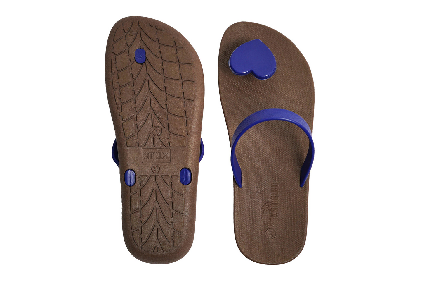 Poppi Heart Brown Sole Blue Strap